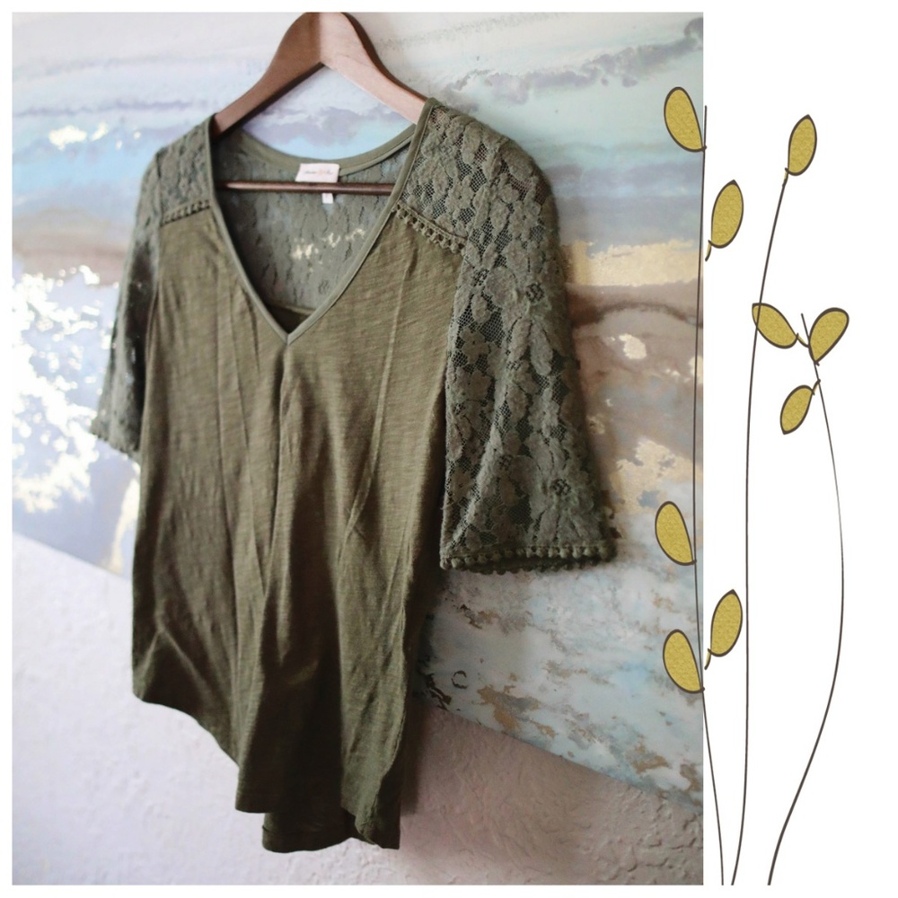 Anthropologie olive green cotton top